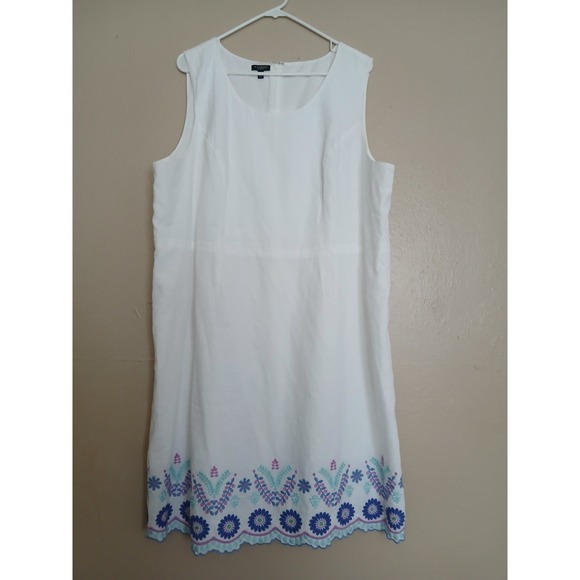 Talbots Dresses & Skirts - Talbots Dress 18w Petite Linen Embroidered Shift Resort Beach Cruise Bohemian